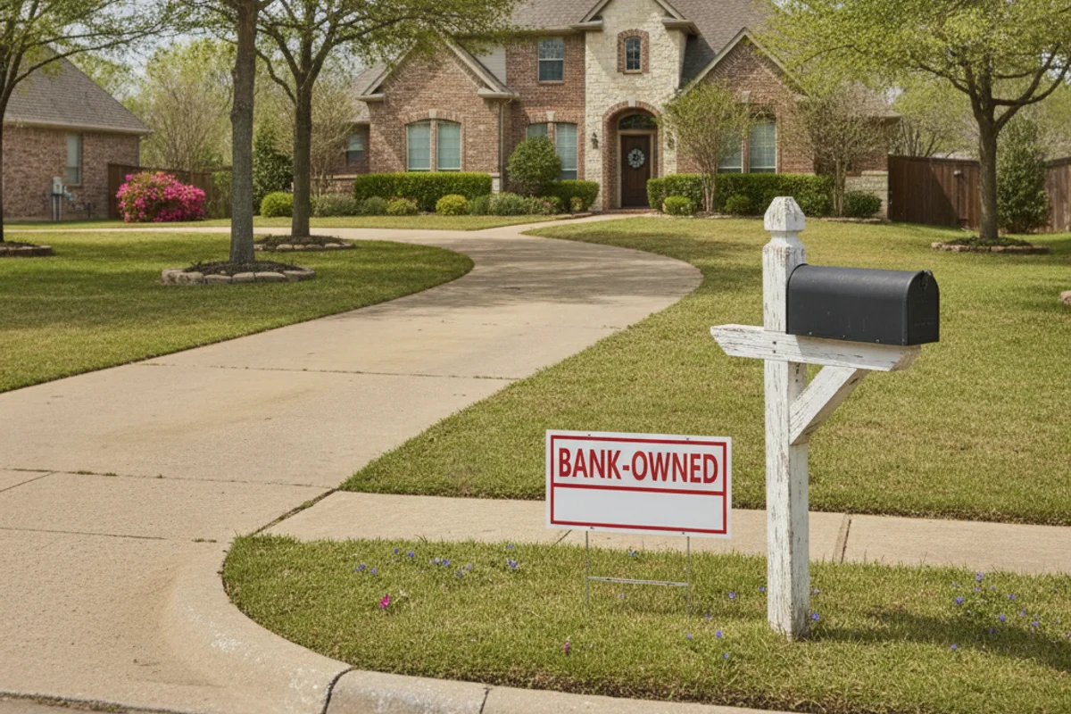 A Fort Worth Texas home at sunset with a family standing outside looking relieved
