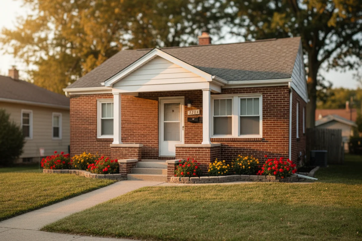 Detroit family home with for sale sign during divorce process in Michigan
