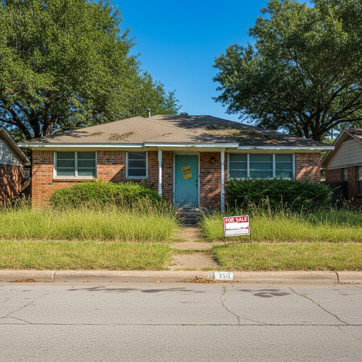 Traditional Dallas home with for sale sign after inheritance transfer