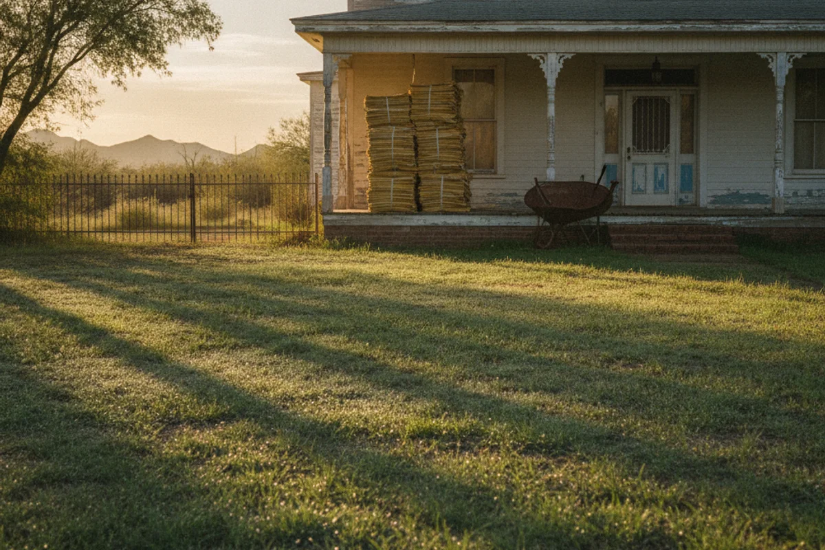 Inherited family home in Tucson Arizona desert neighborhood at golden hour