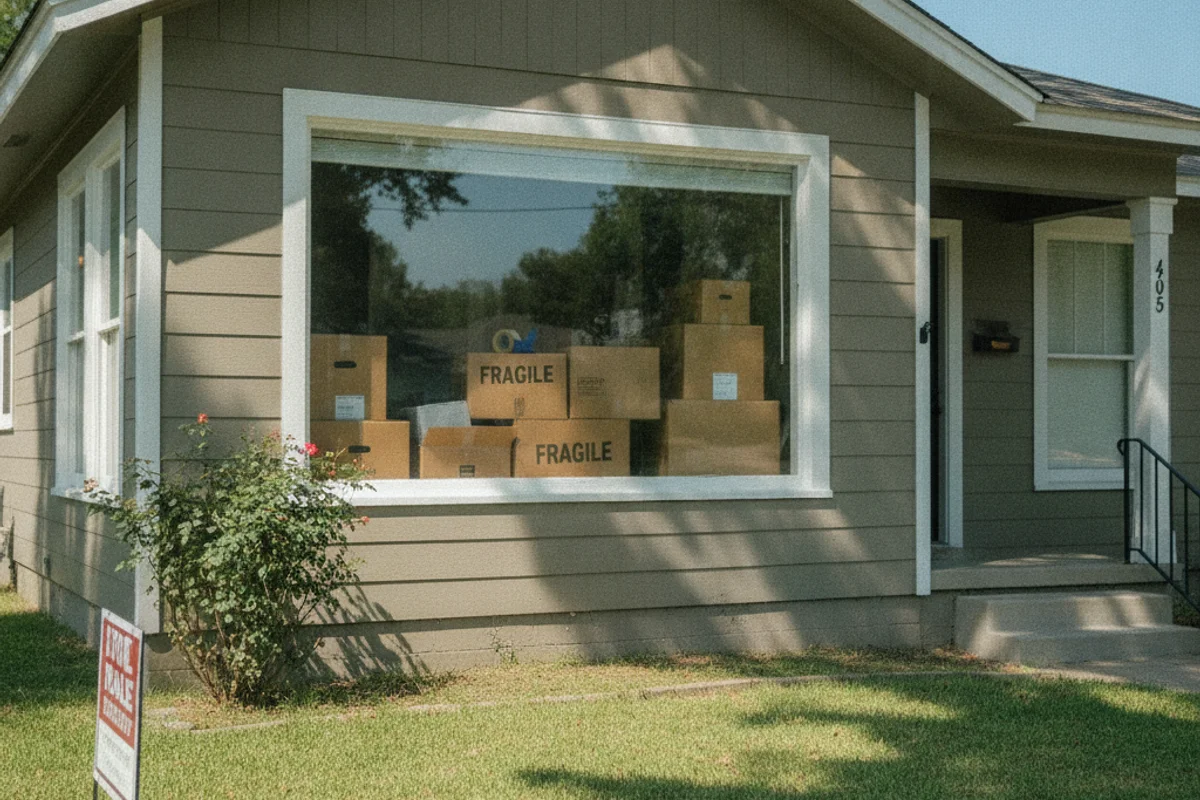 Waco Texas residential neighborhood street with homes for sale in summer