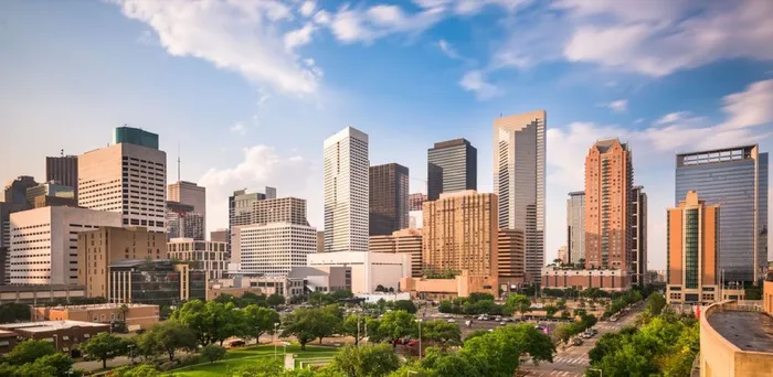 The downtown Houston, Texas skyline on a clear day
